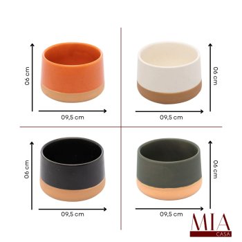Conjunto Petisqueira 4 Bowls de Cerâmica com Tábua de Bambu para Mesa Posta