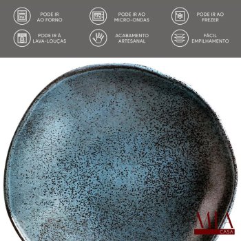 Conjunto Jogo 6 Pratos Fundos Orgânico Stoneware Petroleum Porto Brasil