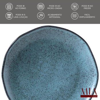 Conjunto Jogo 6 Pratos de Sobremesa Orgânico Stoneware Petroleum Porto Brasil