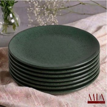 Conjunto Jogo com 6 Pratos Rasos Orgânico Stoneware Araúco/Greenery Porto Brasil