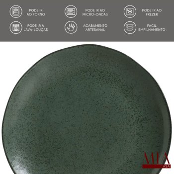 Conjunto Jogo com 6 Pratos Rasos Orgânico Stoneware Araúco/Greenery Porto Brasil