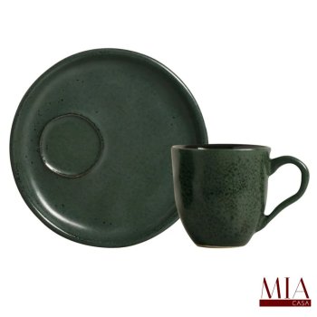 Xícara de Café com Pires 70ml Orgânico Stoneware Araúco/Greenery Porto Brasil