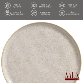 Conjunto Jogo 6 Pratos Rasos Bio Stoneware Latte Porto Brasil