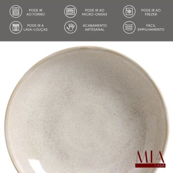 Conjunto Jogo 6 Pratos Fundos Bio Stoneware Latte Porto Brasil