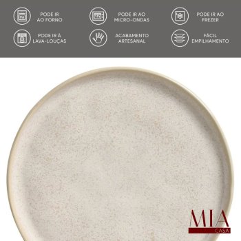 Conjunto Jogo 6 Pratos de Sobremesa Bio Stoneware Latte Porto Brasil