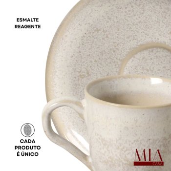Xícara de Chá com Pires 170ml Bio Stoneware Latte Porto Brasil