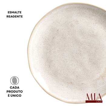Prato Raso Orgânico Stoneware Latte Porto Brasil
