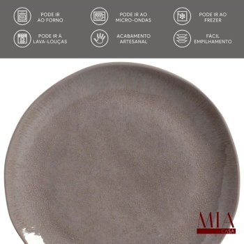 Conjunto Jogo com 6 Pratos Rasos Orgânico Stoneware Shimeji Porto Brasil