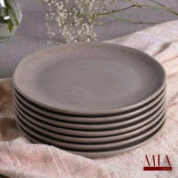 Conjunto Jogo com 6 Pratos de Sobremesa Orgânico Stoneware Shimeji Porto Brasil