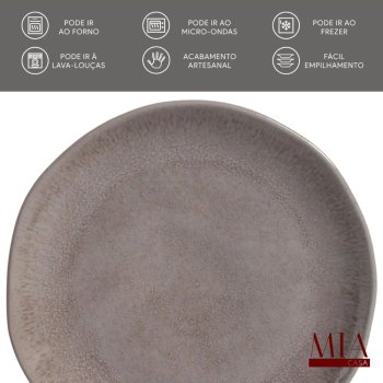 Conjunto Jogo com 6 Pratos de Sobremesa Orgânico Stoneware Shimeji Porto Brasil