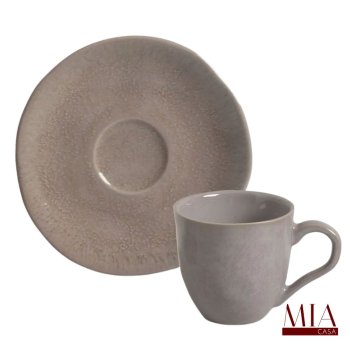 Xícara de Café com Pires 120ml Orgânico Stoneware Shimeji Porto Brasil
