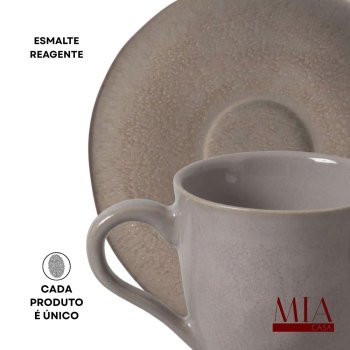 Xícara de Chá c/ Pires 170ml Bio Stoneware Shimeji Porto Brasil