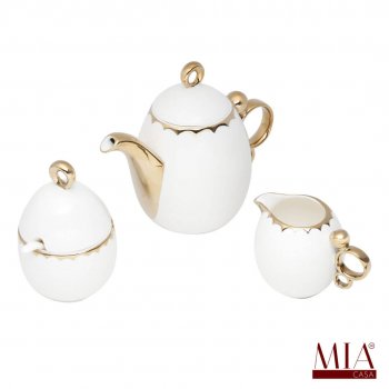 Conjunto de 3 peças para Chá Porcelana Egg