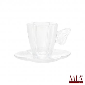 Xícara de Café Borboleta em Vidro 80ml