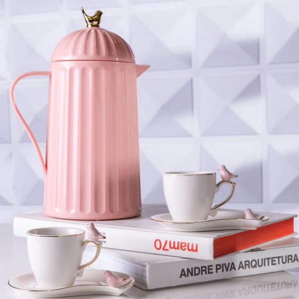 MIA CASA - cod: M03401821 - Garrafa Térmica Birds Rosa 600ML