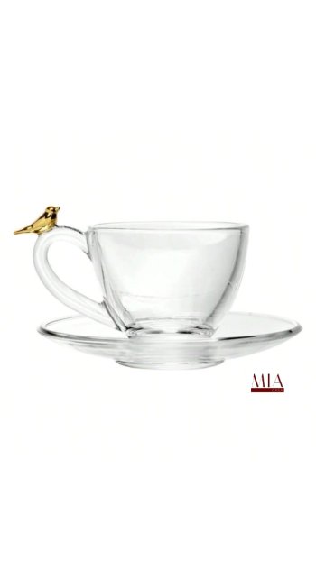 Xicara para Chá Golden Bird vidro Transparente 180ml