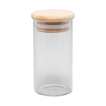 Porta Mantimento de vidro Borossilicato com tampa de Bambu 120ml