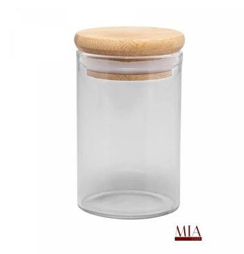 Porta Mantimento em Vidro Borossilicato com Tampa de Bambu 90ml