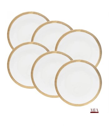 Conjunto 6 Pratos Sobremesa de Porcelana Linha Paddy 19cm