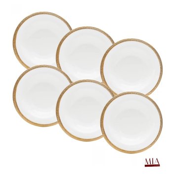 Conjunto 6 Pratos Fundos de Porcelana Linha Paddy 22cm