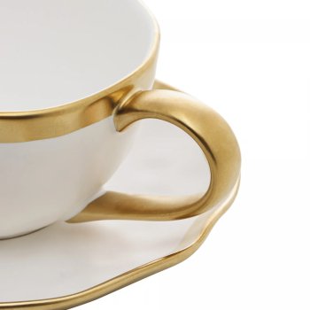 Xícara para Chá de Porcelana Dubai Branco e Dourado 200ml