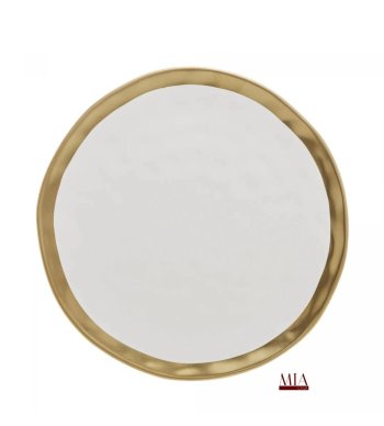 Prato Raso porcelana  Dubai Branco e dourado 25cm