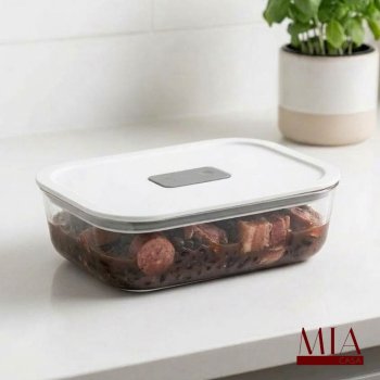 Pote Hermético de Vidro 1,25 Litros Ou com Válvula de Respiro e Anel de Silicone Refil para Micro-ondas e Geladeira